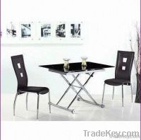 Extensible Dining Set, Made of 10mm Tempered Glass/Chromed Leg, Measur