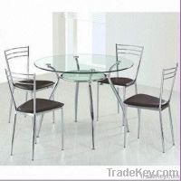 Dining Set with 10mm Clear Upper/6mm Lower Sandblasted Tempered Glass,