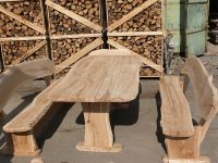 Rustic oak table and benches