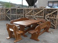Rustic oak table and benches