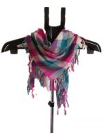 head sqare scarf,PRINCESS SQUARE SCARF, PINK-GREEN and white squares, breathable, soft