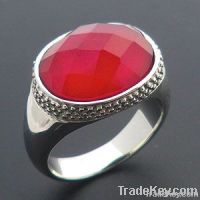 2012 fashion steel ring with a big red crystal