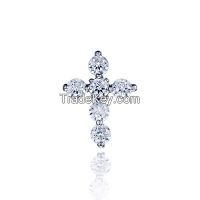 Classic silver cross pendant with CZ
