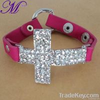 new design sideway cross leather bracelet