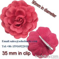 red felt rose flower clip