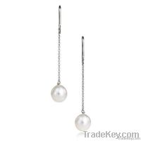 silver pearl pendant earring E179