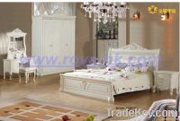 EX01 Antique European style Ivory white antique bedroom furniture