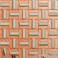 Gloden yellow and silver mosaic tiles , strip kitchen bathroom  tile