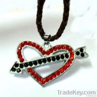 Rhinestone Alloy Valentine's Heart Charms Pendant