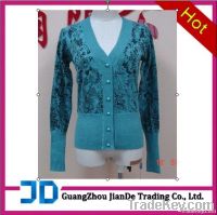 2012 Ladies' Long Sleeves Knitted Cardigan Sweater With Printing