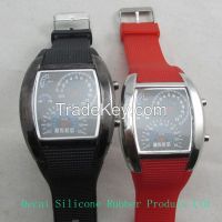 low MOQ silicone bands special time display digital TVG watch