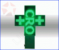 Outdoor LED Pharmacy Cross 80x80cm Green