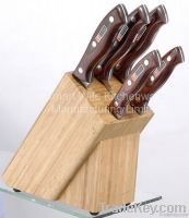 Pakka wood handle kitchen knife set with wood block