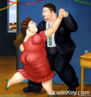 Fat Couple oil painting