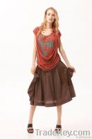 2012 Fashion design Dark Red ladies casual tops