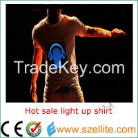 Unisex custom sound activated and flashing el t shirt wholesale