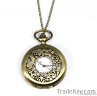 Archaize Pocket Quartz Watch Antique Bronze Necklace Xmas