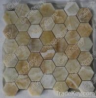 Hexagon honey onyx marble mosaic