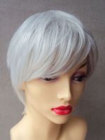 deluxe short gray white fantasy full hair wig