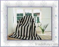 Stripe Design Wool Blanket With Warm Hand Feeling
