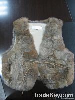 Pach-worked rabbit fur vest