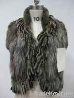 knitted rex rabbit vest with fox fur
