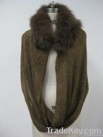 knit and fox fur collar/scarf