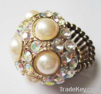stretch jewelry ring with beads and stones