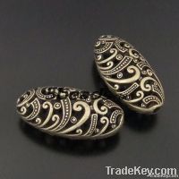 Antique Style Bronze Oval Hollow Beads Charms Pendants