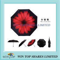 Telescopic UV resistant red daisy air Umbrella from umbrella factory
