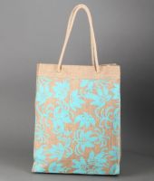 Beige Blue Floral Bag