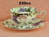 White Big Rose Cup - Saucer