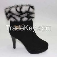Suede Ankle Faux Fur Boots with Buckle High heels Platform[JGB1026]