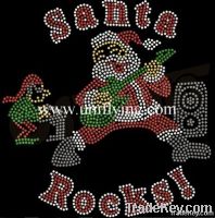 santa rockers rhinestone transfer for christmas