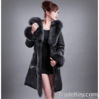 adies down jacket available with super fox fur collar