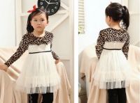 New IN Korean Style Leopard Tulle Fashion Girls Party Dress Wholesale Children Dresses