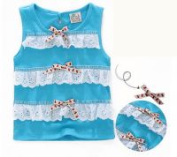 Layers Of Lace Little Bow Knot 100% Cotton Cute Babies Girls Summer Vest 5pcs/lot Wholesale Kids Top