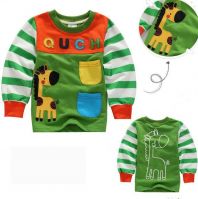 Strip Donkey Applique Crew Neck Long Sleeve Boys Autumn Sweatshirt Wholesale China Kids Brand