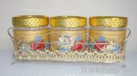 glass jars with golden rack