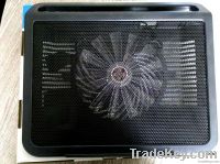 Laptop cooler, one big fan with USB hub