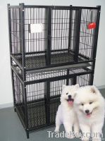 Metal folding dog cage with wheels