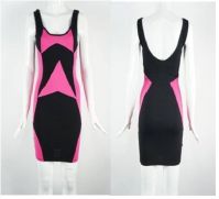 Bodycon Dress (Slim Fit | Pink Contrast With Black)