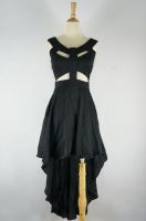 Midi Dress | Black Dipped Hem Midi Dress