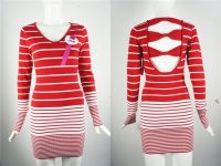 Bodycon Sweater Dress | V - Neck | Open Back Bow