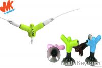 Music Headphone Splitter Stand with suction cup for smartphones