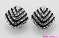 Noble Stripes Printing Austria Rhinestones Stud Earrings For Women