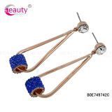 Elegant Gold Dangle Crystal Blue Earrings Dangle Drop Long Earrings for Women for Bridal