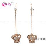 European Style Bride Jewelry Gold Dangle Earrings Crown Stone Earring with Rhinestone for Women