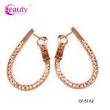 Elegant 18k Gold Plated Crystal Rhinestone Curb Chain Style Hoop Earrings for Women