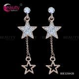 Fashion 18k Gold Plated Star Crystal Drop Earrings